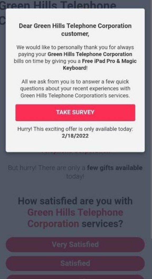 Satisfaction Survey Spam